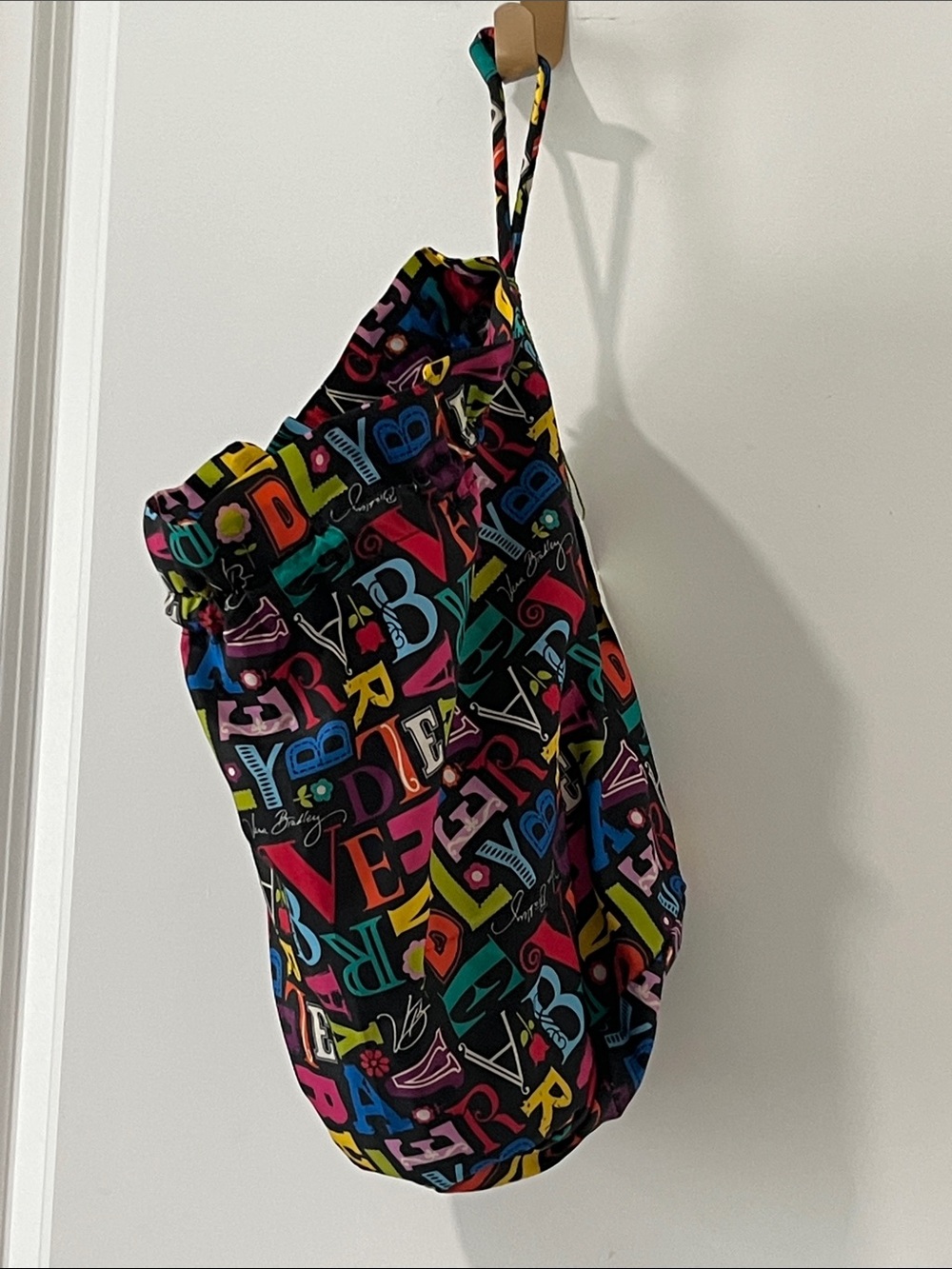 Vera Bradley Ditty Bag signature logo Black Tote with Multicolor 13 x8